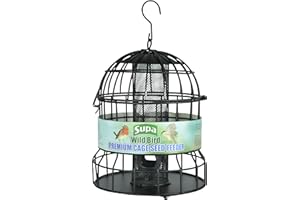 Supa Premium Wild Bird Cage Seed & Sunflower Hearts Feeder, Deters Squirrels and Larger Birds Such As Doves & Pigeons