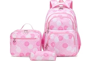 ZHIERNA Schulrucksack Mädchen Teenager Schule Rucksack Damen Schulranzen Kinder Schultasche mit Lunchtasche Stiftetasche Set für Teenager Mädchen Grundschule