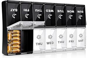 Mossime Tygodniowe pudełko na tabletki 7-dniowe: duże pudełka na tabletki 7 dni 2 razy dziennie codzienny organizer na tabletki 7 dni z 14 przegródkami - XL tygodniowe etui na tablet Am Pm organizer