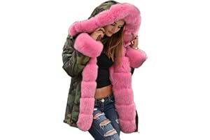 Aox Women Winter Faux Fur Hooded Coat Lady Warm Lined Thicken Parka Jacket Plus Size Outdoor Overcoat