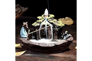 XUDREZ Guilin Bruciatore di incenso, con paesaggio a flusso inverso, in ceramica, realizzato a mano, bellissimo, con 10 coni di incenso, decorazione per la casa
