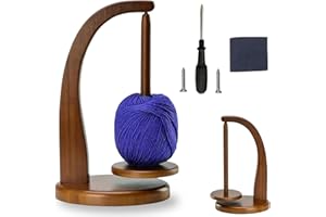 HUAMIRRA Wool Unwinder, Yarn Winder Yarn Roll Holder, Wool Unwinder Wood, Wool Winder for Knitting, Rotating Magnetic Wool Ball Holder, with Mounting Accessories, for Knitting Accessories, Gifts (Retro Colour)