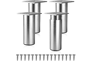 Aurinovellia 4 Pezzi Piedini per Mobili, Gambe per in Metallo Alluminio con Viti, Gambe Base per Scrivania Mobili da 10 a 11mm, Gambe per Tavolo Scrivania, Piedi per Mobili, per Armadietto Divano