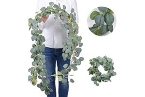 LATTCURE Sztuczna girlanda eukaliptusowa, 2 m, sztuczna roślina, liście eukaliptusa, girlanda dekoracyjna, wieniec ślubny, winorośl, urlop, wesele, dekoracja domu, akcesoria lub jako dekoracja ścienna