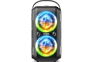 Bluetooth Lautsprecher Groß, W-KING 180W PEAK Party Boom Box Laut Musikbox Bluetooth Box Kabelloser, 80W Natürlich Tiefer Bass/4 Treiber 2*4.04'' Woofer, Riesig 105dB Sound, IPX5/LED/24H/USB/TF/AUX/EQ