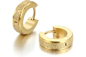 JewelryWe Schmuck Herren Damen Ohrringe, Creolen Ohrstecker, Edelstahl, Silber Schwarz Gold