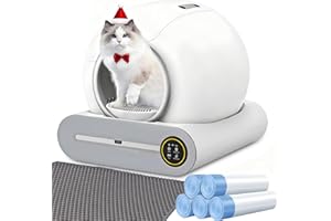 XQDKoon Lettiera Gatto Autopulente 65L + 9 L, Lettiera Automatica per Gatti con Monitoraggio Sanitario APP, Deodorante Ionico Lettiere Autopulenti Gatti 5 Sacchi Spazzatura e Tappetini Gatto