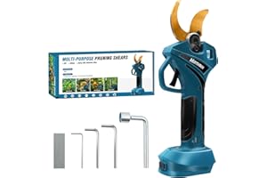 MIRTHBUY Cordless Electric Pruning Shears, 40mm Brushless Motor Secateurs max Cut 65mm, LCD Display Electric Scissors for Makita BL-18V, Professional Pruner for Pruning Trees and Shrubs (NO Battery)