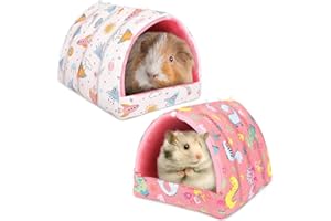 UPINS Lot de 2 lits pour cochon d'Inde, cachette lavable pour petits animaux - Accessoires de cage pour lapins nains, chinchillas, hamsters, hérissons, furets, dragons barbus et rats