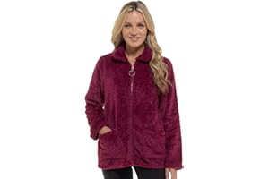 Undercover Ladies Soft Winter Waffle Honeycomb Fleece Zip Through Bed Jacket with Pockets