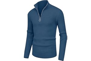 Sailwind Men's Soft Sweaters Quarter Zip Pullover Classic Ribbed Turtleneck Sweater for Men