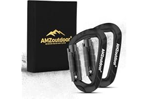 AMZOutdoor® karabińczyk z aluminium lotniczego o nośności ponad 1200 kg | karabińczyk z pudełkiem na prezent na kemping, do wędkowania, wędrówek, survivalu | karabińczyk czarny | karabińczyk do kluczy