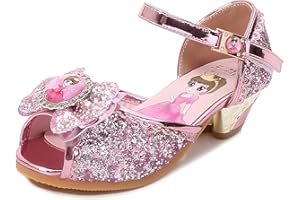 New front Principessa Scarpe Ragazza Costume Sandali Con fiocchi brillantini Scarpe da Principessa Elsa Ballerine Bambin con Paillettes Carnevale Halloween Compleanno Cosplay Party