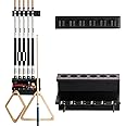 EXTCCT Wall Mount Pool Stick Holder - Billiards Pool Cue Rack Hardwood Pool Cue Set Holder for 6 Cues Sticks Storage Pool Table Accessories Equipment Organizer
