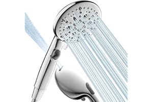 Cobbe Soffione doccia con tubo, soffione doccia a risparmio d'acqua con 7 + 2 tipi di getto, doccetta con funzione di arresto, aumento della pressione con getto forte per la pulizia della vasca