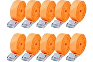 ACOMTUO 10 Stück Spanngurt kurz 4M,Zurrgurt,Spanngurte mit Klemmenschlössern,Wirtschaftlich und anwendbar,für Auto,Fahrrad,Sackkarre,Motorrad,Gepäck,Camping (Orange-4M)