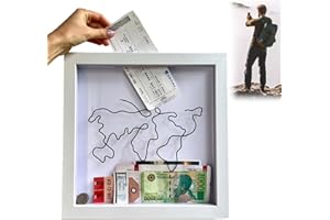 FENGQQKJ Adventure Archive Box Memory Box Frame Ticket Memory Box Travel Ticket Collection Box Wooden Shadow Box Clear Money Box White Memory Boxes 12 Inches for Movie, Concert Tickets