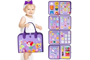 FUZHIK Busy Board Montessori Toys for 1 2 3 4 Year Old Girl Birthday Gifts, Busy Book Sensory Toys for Toddlers Preschool Girl Toy Learning Educational Toy Travel Activities, Mermaid Princess World Purple