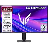 LG 24G411A 60.4 cm(24 Inch) Ultragear FHD(1920 x 1080) IPS Gaming Monitor, 1ms MBR, 144Hz (O/C), HDR10, NVIDIA G-Sync Compatible, AMD FreeSync, HDR10, HDMI, DP, HP Out, Anti-Glare, Slim Stand, Black