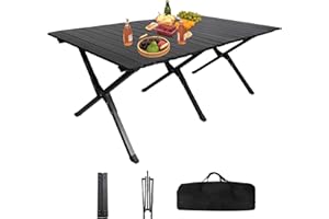 Issimober Camping Tische, die UP.3.9FT/120CM Falten Trestle Tisch, Leichter Aluminium Camping Tisch Roll Up Tragbarer Picknick Tisch mit Tragetasche für 4-6 Leute für Garten Outdoor BBQ