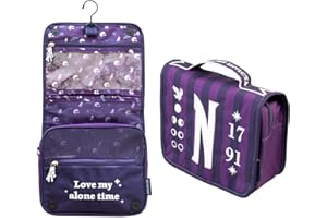 GRUPO ERIK Neceser Colgante Miercoles Addams - Neceser Mujer Viaje Wednesday : Bolsa de Aseo niña Colegio - Organizador Maquillaje | Impermeable y con Compartimentos