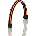 LINKUP - AVA 30cm EPS 8 Pin (4+4) CPU ATX Motherboard PSU Power Supply Braided Sleeved Custom Mod PC Extension Cable w/Combs | Strong & Stiff Design | Single Pack | 300mm - OrangeBlack