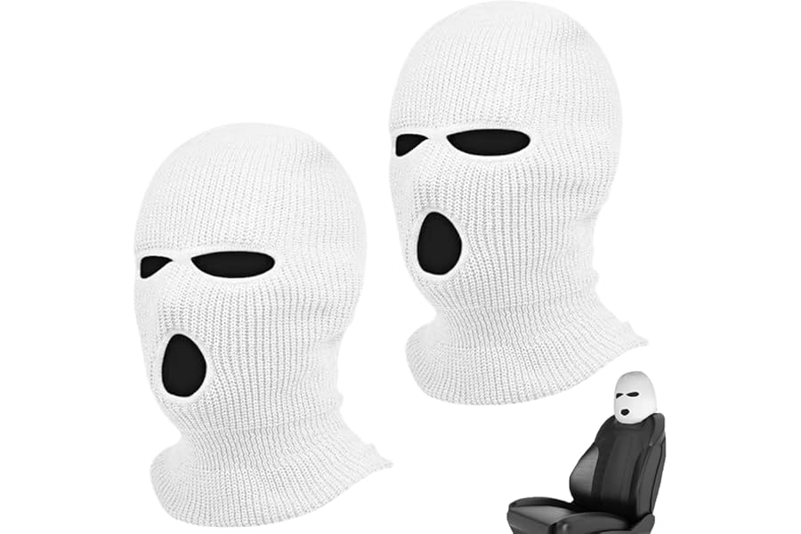 2 Pcs Car Headrest Covers,Face Cover Personalized Funny Car Accessories,Funny Face Ski Masks for Menfront Seat Covers for Cars, Airsoft Mask Rear Seat Cover Use for Most Cars