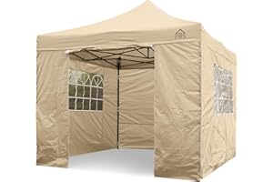 All Seasons Gazebos 3x3m Totalmente Impermeable Pop up Gazebo Incluye 4 Paredes Laterales - Beige