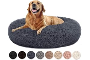 Yurun Hundebett, Tierbett Katzenbett Hundesofa Katzensofa, Waschbar Hundebett flauschig rund Hundekissen für große und extra große Hunde - Dunkelgrau 120x120x20cm