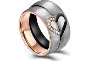 Bishilin Verlobungsringe Paar Ringe Set, 6 MM Paarringe Edelstahl mit Herz Puzzle Zirkonia Trauringe Eheringe Nickelfrei