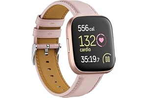 YASPARK Lederarmband für Fitbit Versa, elegantes Echtlederarmband für Damen und Herren, 0.87 inches, Leder