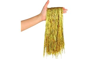 SULOLI Lametta Vorhänge,Lametta Glänzend für Weihnachtsbaum Tannenbaum Weihnachtsdeko Weihnachten Party Geburtstagsfeier Hochzeit (Gold)