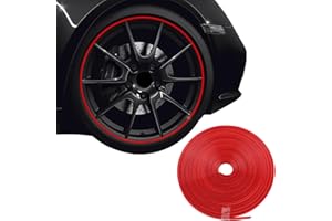 KLZWCP Car Wheel Protection Ring, 8 M/Roll Car Rim Protection Strips, Tire Scratch Resistance Anti-Collision Alloy Wheel Rim Protectors Self-Adhesive Protector Tape with Adhesion Promoter (red)