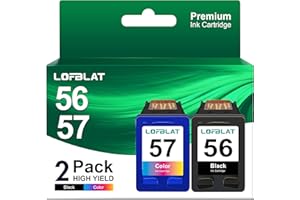 LOFBLAT 56 57 Cartouches d'encre Compatibles pour HP 56 57 pour DeskJet 450ci 5150 5550 9680 OfficeJet 4212 4215 PSC 1210 1215 Photosmart 7550 7760 7960 (2 Pack)