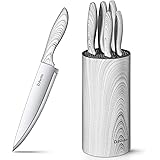 D.Perlla Set Coltelli da Cucina 6 Pezzi, Set Coltelli Professionali Acciaio Inossidabile, Con Cilindro Coltello Tondo Vertica