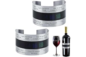 BEUFEE Sensore di temperatura a braccialetto per vini da 2 pezzi, termometro LCD per birra, vini rossi, bottiglia di latte, termometro per vino in acciaio inossidabile per cantine, birra fatta in casa, strum