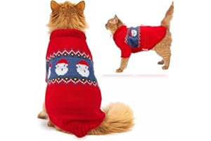 LOVEXIU Costume per Cani,Abbigliamento per Cani,Abbigliamento per Cani Piccoli,Maglione Natalizio per Cani,Maglieria con Motivo Natalizio Rosso,Antivento,Caldo,in Pile,All'Aperto,Vestiti di Natale per Cani