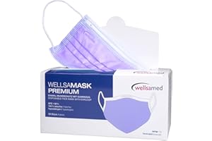‎WELLSAMED Wellsamed Wellsamask 50 Stück medizinischer Mundschutz Type IIR mit Gummizug, einfarbig Lavendel Lila
