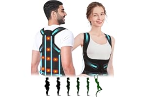 PERECHGES 8 Magnete Rücken Geradehalter, Haltungskorrektur Rücken Damen Herren, Einstellbare volle Rückenlehne für Nacken Schultern Zurück Gerader, Korrektur Wirbelsäulenhaltung Fördert Körperhaltung (Grau, M)