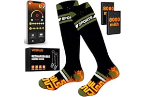 VICEPLUS Calze Riscaldate a Batteria 8000mAH Calzini Scaldapiedi Con controllo dell'app, USB Riscaldati Scaldapiedi Elettrico Calze Design del calore in punta di piedi Termiche per Sci, Pattinaggio,Escursioni