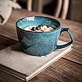 Cteahrow Large Soup Bowl with Handle, 700ml Coffee Mug, Cereal Breakfast Cup, Suitable for Milk Desserts, Oatmeal, Microwave Safe (blue)