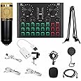 Sound Card,Sound Card & Microphone Set V8 Plus Soundcard BM800 Condenser Microphone for Live Broadcasting Recording Karaoke