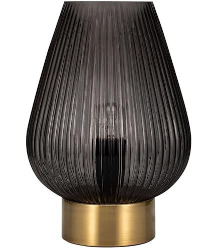 Lightbox Tischlampe Rauchglas – Matt Schwarz, 25 Cm Hoch, E27 Fassung, Mit Schalter, Für LED-Filament