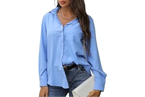 CrystErzoix Camicetta Donna Elegante Camicia a Maniche Lunghe Blusa Ampia Leggera con Scollo a V Casual Top Primaverile Estiva da Lavoro