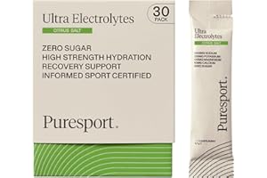 Puresport Ultra Electrolytes Hydration Citrus Salt (30 Pack) | High Performance Sugar Free Electrolytes Powder | 1000mg Sodium | Electrolyte Sachets to Optimise Hydration/Support Muscle Function