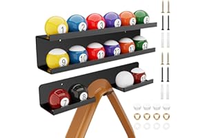 Cosmos Acrylic Billiard ball Storage Shelf Set Pool Wall Mount Rack, Pool Accessory Wall Holder for 16 Balls in Billiard Room Bar (Solid Black)