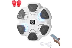 VICYOL S&D Máquina de Entrenamiento de Boxeo Musical. Equipo de Boxeo para Pared con LED, Guantes de Boxeo, Bluetooth y Luces al Ritmo de la Música. Maquina de Boxeo para Niños/Adultos. (9 modos, 37x37 cm)