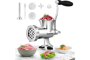 Huanyu Manuell Fleischwolf Edelstahl mit Wurstfüller für Schweinefleisch, Rindfleisch und Gemüse Haushalts Maschine M8