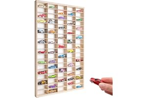 Creative Deco Étagère de Collection en Bois pour Petites Voitures – 90 Compartiments Réglables | Étagère Murale Verticale pour Figurines | Vitrine de Collection 78,8 x 50 x 4 cm