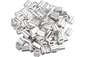 ZIRANEE Aluminum Crimping Loop Sleeve Clips,100 PCS Silver Fence Clips with Double Ferrules Wire Crimps Wire Mesh Clips for Cable Rope Wire Rope Projects 1.5MM